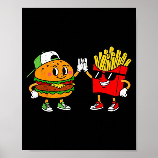 Funny Hamburger French Fries Combo Snacks Fast Foo Poster (Voorkant)