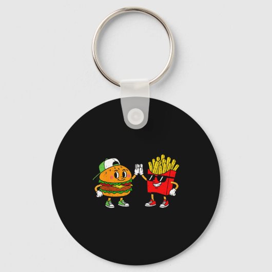 Funny Hamburger French Fries Combo Snacks Fast Foo Sleutelhanger (Voorkant)