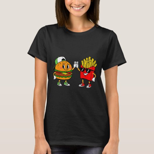 Funny Hamburger French Fries Combo Snacks Fast Foo T-shirt (Voorkant)