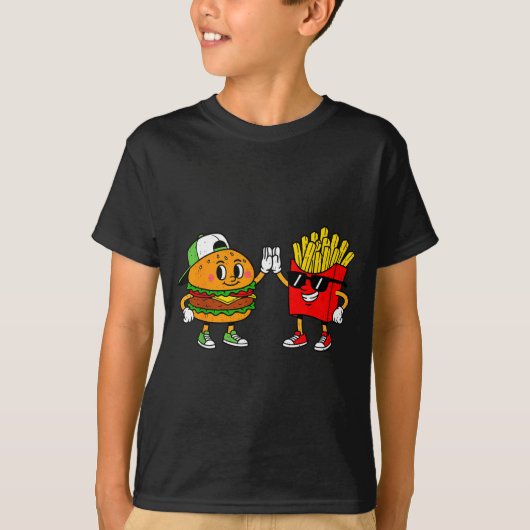 Funny Hamburger French Fries Combo Snacks Fast Foo T-shirt (Voorkant)