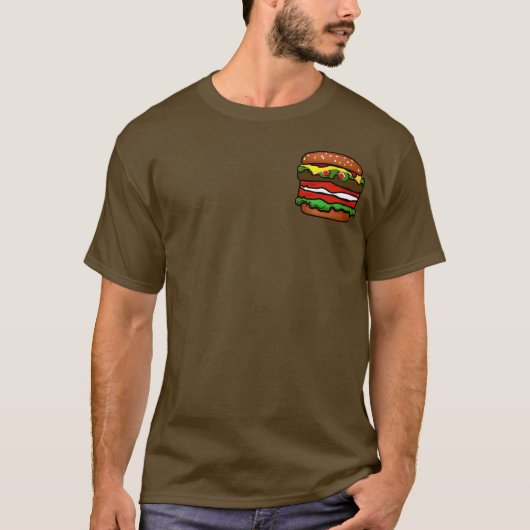 Funny Hamburger Mannen Bruin T-shirt (Voorkant)