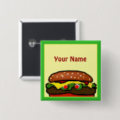 Funny Hamburger Picnic Name Tag Button (Voorkant /achterkant)