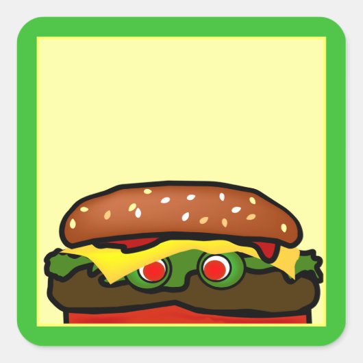 Funny Hamburger Picnic Name Tag Sticker (Voorkant)
