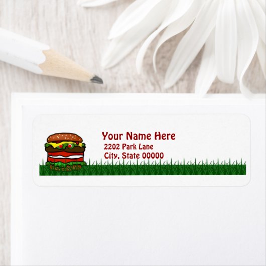Funny Hamburger Picnic Return Label (Insitu)