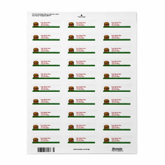 Funny Hamburger Picnic Return Label (Full Sheet)