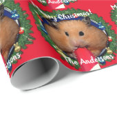 Funny Hamster Eating Candy Cane Cadeaupapier (Rol Hoek)