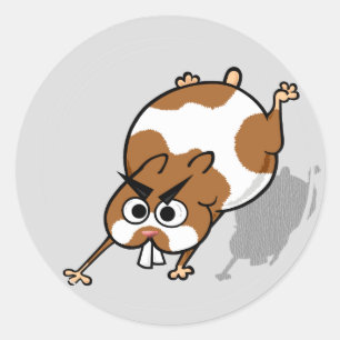 FUNNY HAMSTER IN HAMSTER BALL STECKERS RONDE STICKER
