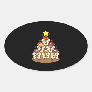 Funny Hamster-kerstboom Ovale Sticker