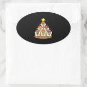 Funny Hamster-kerstboom Ovale Sticker (Tas)