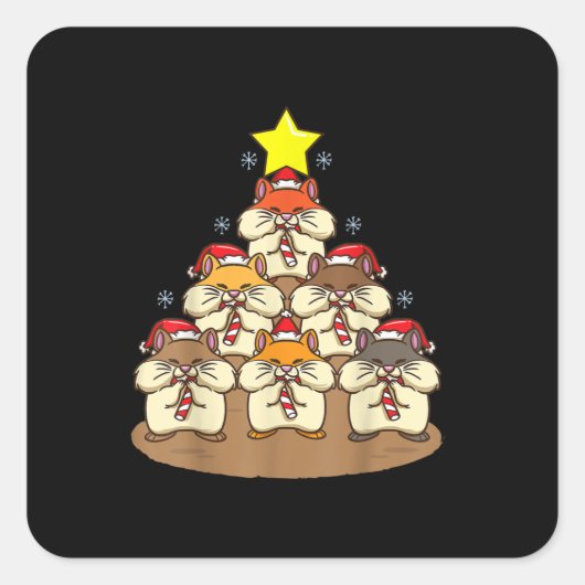 Funny Hamster-kerstboom Vierkante Sticker (Voorkant)