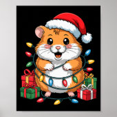 Funny Hamster Santa Hat Animals Lovers Ugly Christ Poster (Voorkant)