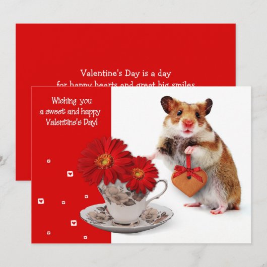 Funny Hamster Valentine's Day Flat Feestdagenkaart (Voorkant / Achterkant)