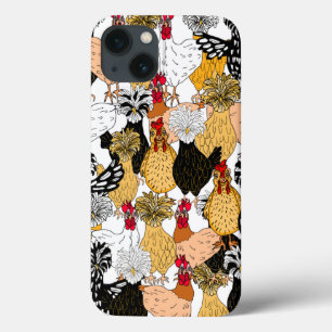 Funny Hand Drawn Cartoon Chickens Case-Mate iPhone Case