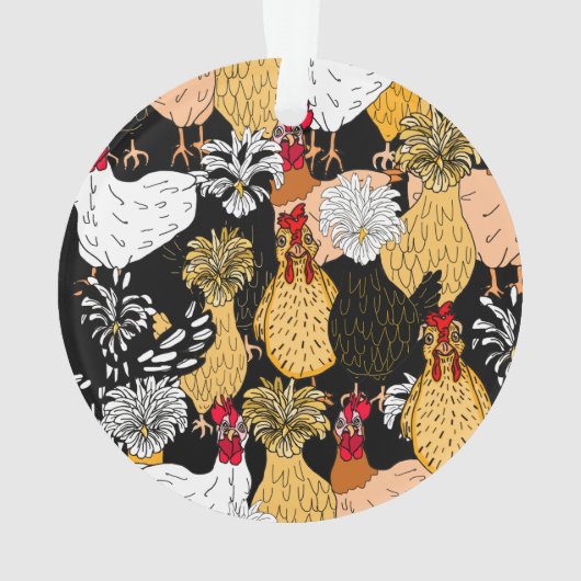 Funny Hand Drawn Chickens Ornament (achterkant)