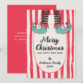 Funny Hand Drawn Elf Sock Christmas Non-Photo Feestdagenkaart (Voorkant / Achterkant)