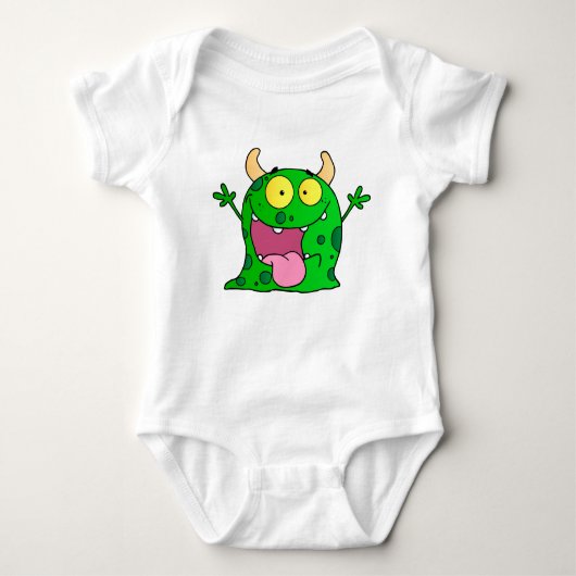 Funny Hand Drawn Green Monster Cartoon Art Romper (Voorkant)