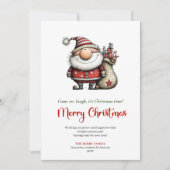 Funny Hand Drawn Santa Whimsical Festive Greeting Feestdagenkaart (Voorkant)