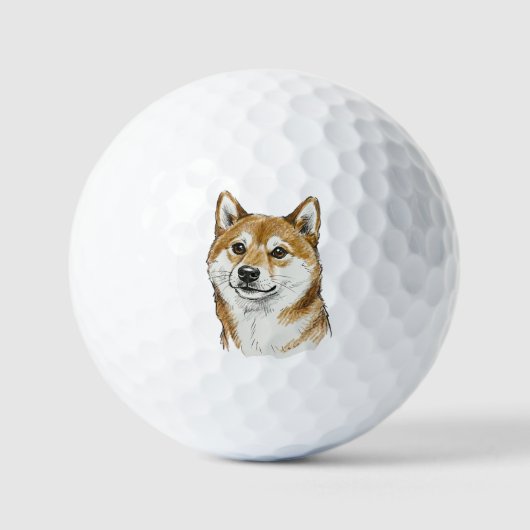 Funny hand drawn Shiba Inu Valentine's Day Art Golfballen (Voorkant)