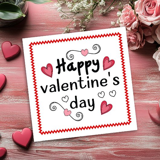 Funny Hand Drawn Valentine Card for Wife Red Black Feestdagenkaart