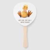 Funny Hand Fan met Speelse Duck Smile - Jouw tekst Handwaaier (Achterkant)