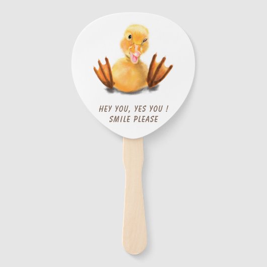 Funny Hand Fan met Speelse Duck Smile - Jouw tekst Handwaaier (Achterkant)