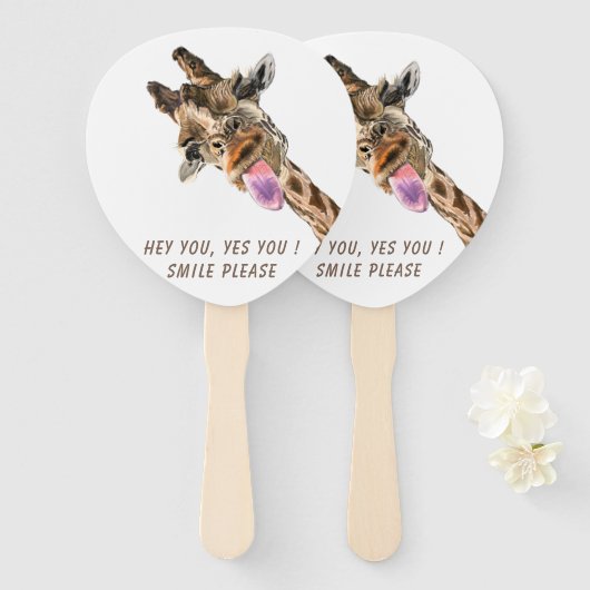 Funny Hand Fan met Speelse Giraffe - Smile Handwaaier (Voorkant en achterkant)
