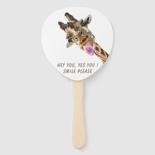 Funny Hand Fan met Speelse Giraffe - Smile Handwaaier (Achterkant)