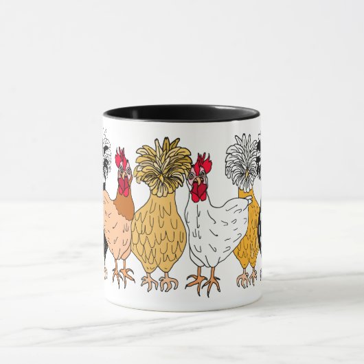 Funny Hand-getrokken Cartoon kippen Mok (Midden)