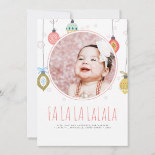 Funny Hand-Lettered Fa La La kerstfoto Feestdagenkaart