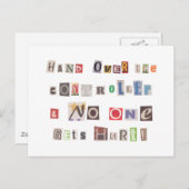 Funny Hand over Controller Ransom Note Collage Briefkaart (Voorkant / Achterkant)