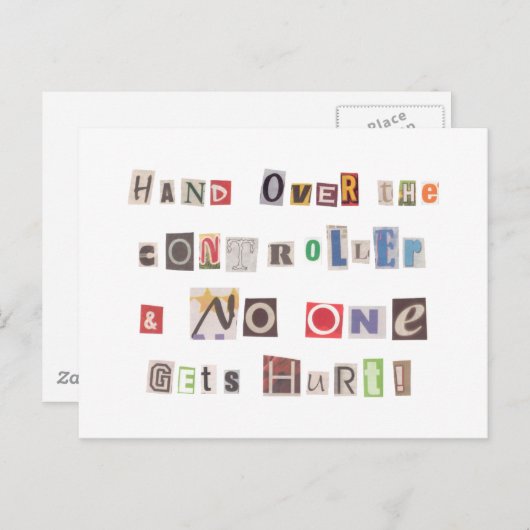 Funny Hand over Controller Ransom Note Collage Briefkaart (Voorkant / Achterkant)