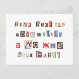 Funny Hand over Controller Ransom Note Collage Briefkaart