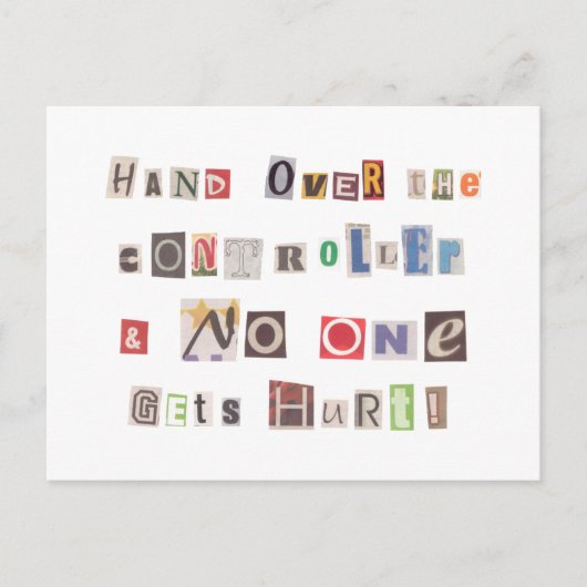 Funny Hand over Controller Ransom Note Collage Briefkaart (Voorkant)