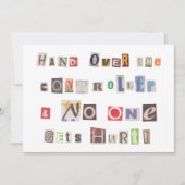 Funny Hand over Controller Ransom Note Collage Kaart (Voorkant)
