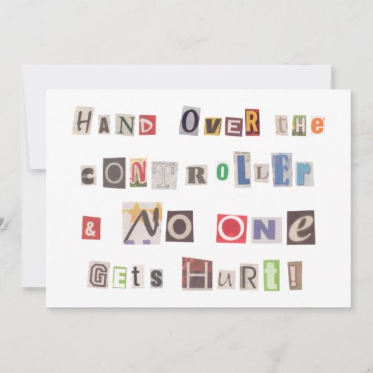 Funny Hand over Controller Ransom Note Collage Kaart (Voorkant)