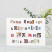 Funny Hand over Controller Ransom Note Collage Kaart (Staand voorkant)