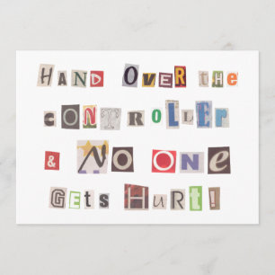 Funny Hand over Controller Ransom Note Collage Kaart