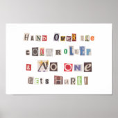 Funny Hand over Controller Ransom Note Collage Poster (Voorkant)