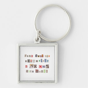 Funny Hand over Controller Ransom Note Collage Sleutelhanger