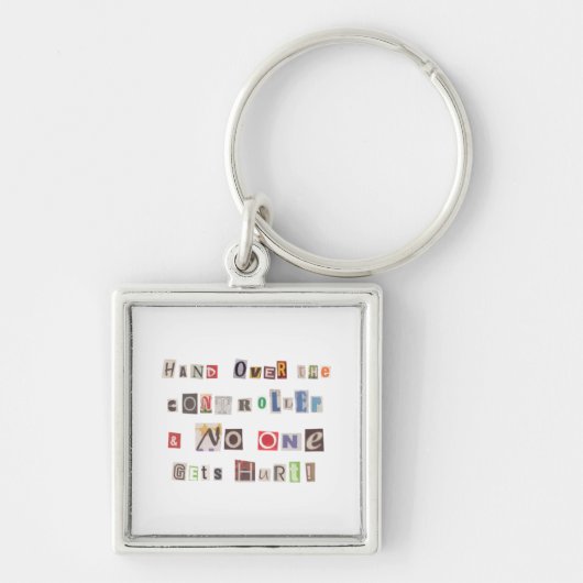Funny Hand over Controller Ransom Note Collage Sleutelhanger (Voorkant)