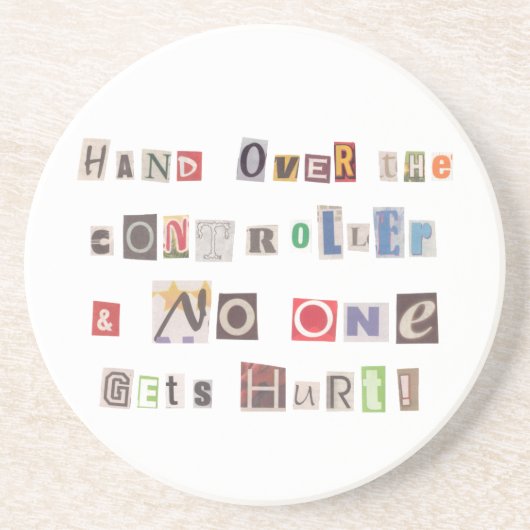Funny Hand over Controller Ransom Note Collage Zandsteen Onderzetter (Voorkant)