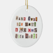 Funny Hand Over Data Ransom Note Collage Keramisch Ornament (Rechts)