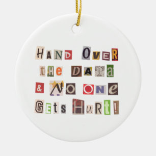 Funny Hand Over Data Ransom Note Collage Keramisch Ornament
