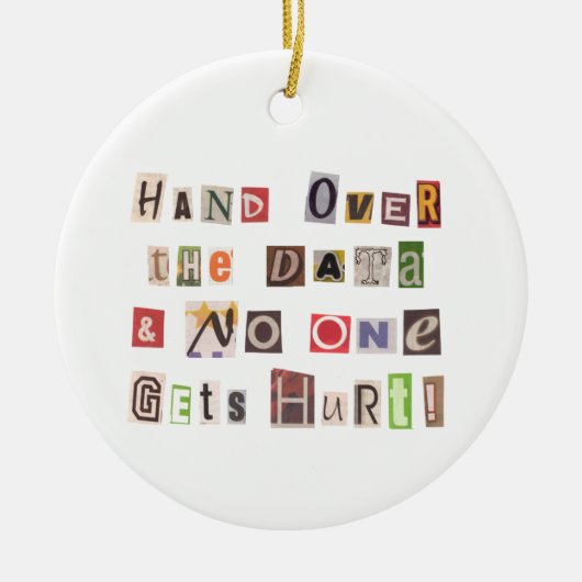 Funny Hand Over Data Ransom Note Collage Keramisch Ornament (Voorkant)