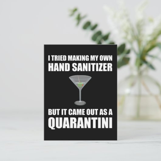 Funny Hand Sanitizer Quarantini Briefkaart (Staand voorkant)
