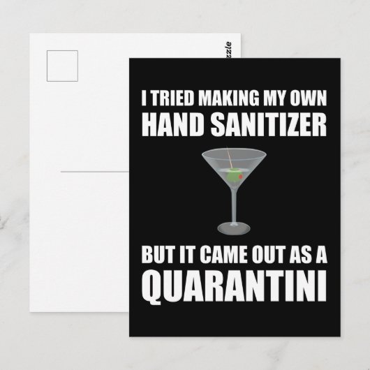 Funny Hand Sanitizer Quarantini Briefkaart (Voorkant / Achterkant)
