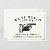 Funny  Hand White — nieuw adres Aankondigingskaart (Voorkant / Achterkant)