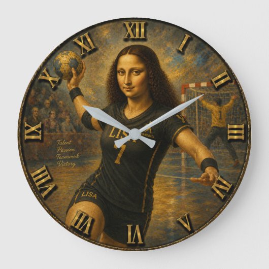 Funny Handball Mona Lisa Handball Player Gift  Grote Klok (Voorkant)