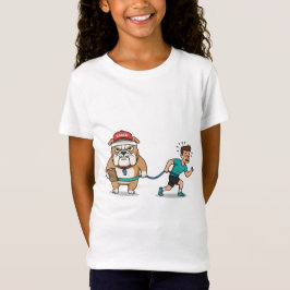 Funny Hands Free Dog Leash Bulldog Coach Cartoon T-shirt