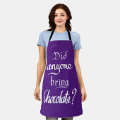 Funny Handwrited Chocolate Quote Humor Paars Schort (Gedragen)